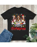 Basset Hound Christmas With Decorations Xmas Shirt Unisex Standard T-Shirt black s