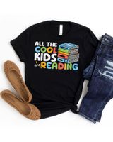 All The Cool Kids Are Reading Book Reading Teacher School Shirt Unisex Standard T-Shirt black s