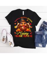 Thankful Grateful Blessed Happy Thanksgiving Turkey Shirt Unisex Standard T-Shirt black s